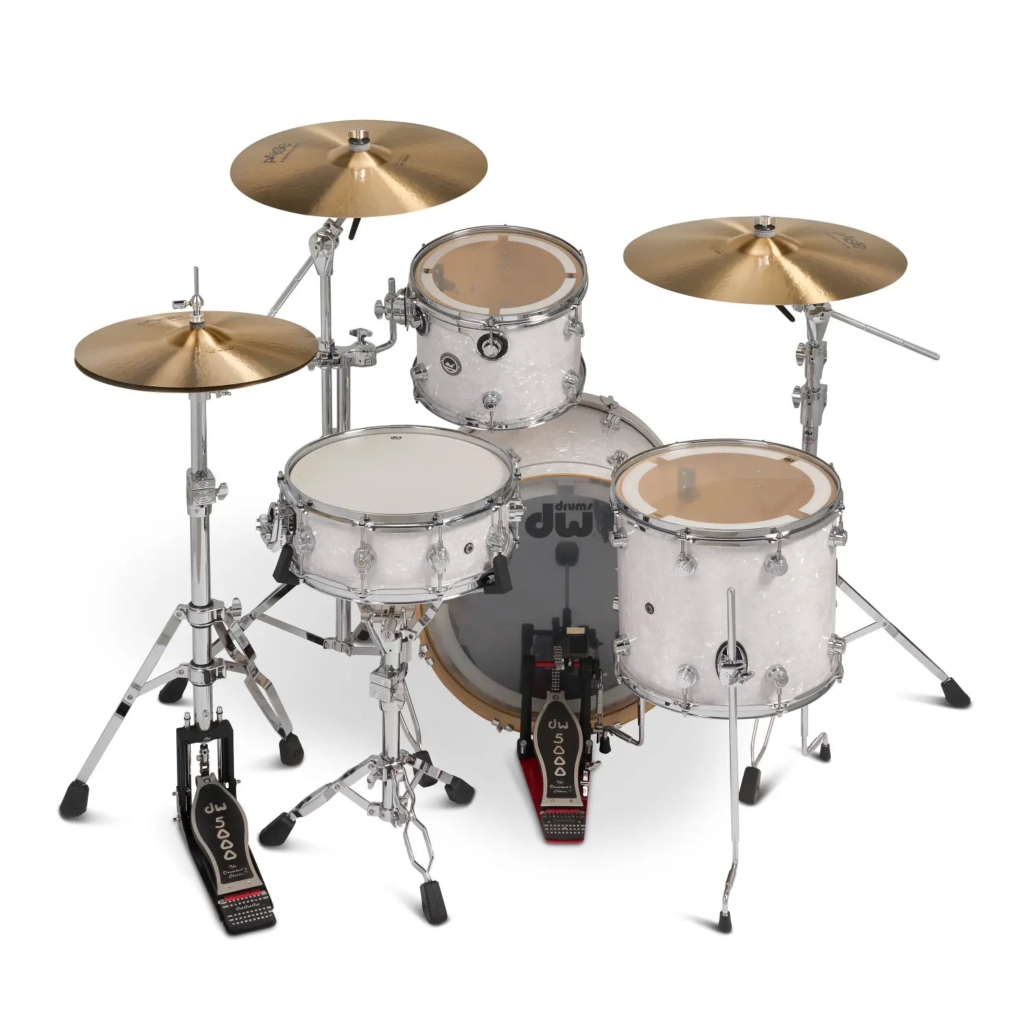 DW DWe 4pc Complete Electronic/Acoustic Drum Set w/Roland Cymbals & V71 White Marine