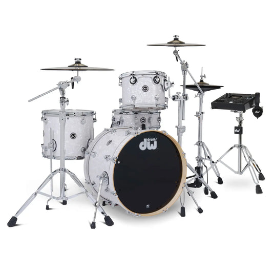 DW DWe 4pc Complete Electronic/Acoustic Drum Set w/Roland V51 White Marine