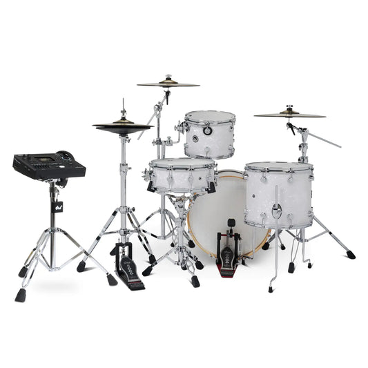 DW DWe 4pc Complete Electronic/Acoustic Drum Set w/Roland V51 White Marine