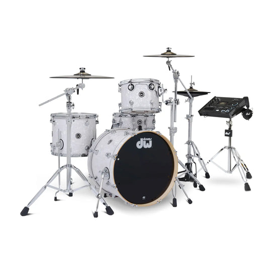 DW DWe 4pc Complete Electronic/Acoustic Drum Set w/Roland V71 White Marine