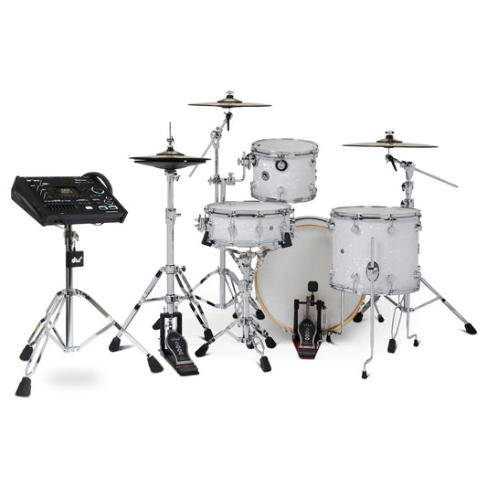 DW DWe 4pc Complete Electronic/Acoustic Drum Set w/Roland V71 White Marine