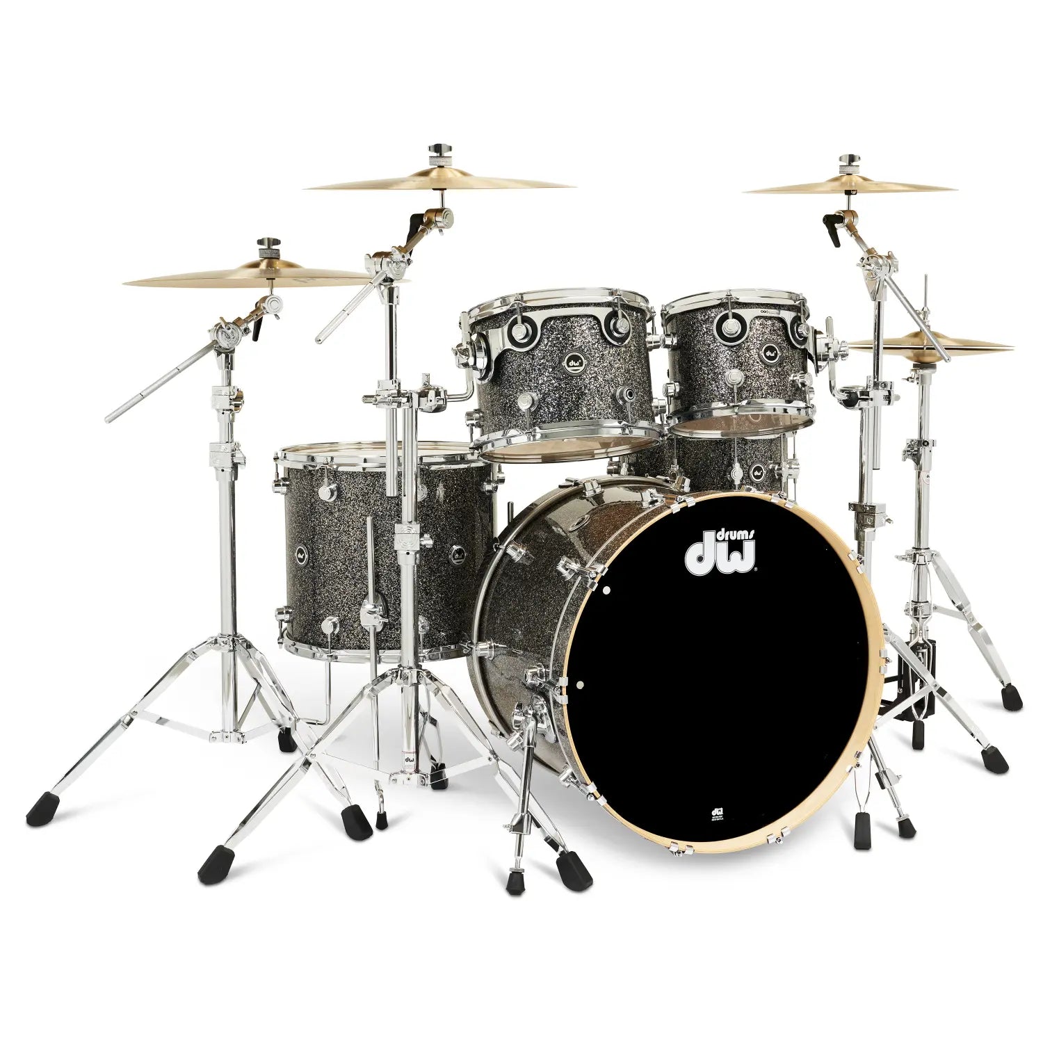 DW DWe 5pc Complete Electronic/Acoustic Drum Set w/Roland Cymbals & V51 Black Galaxy