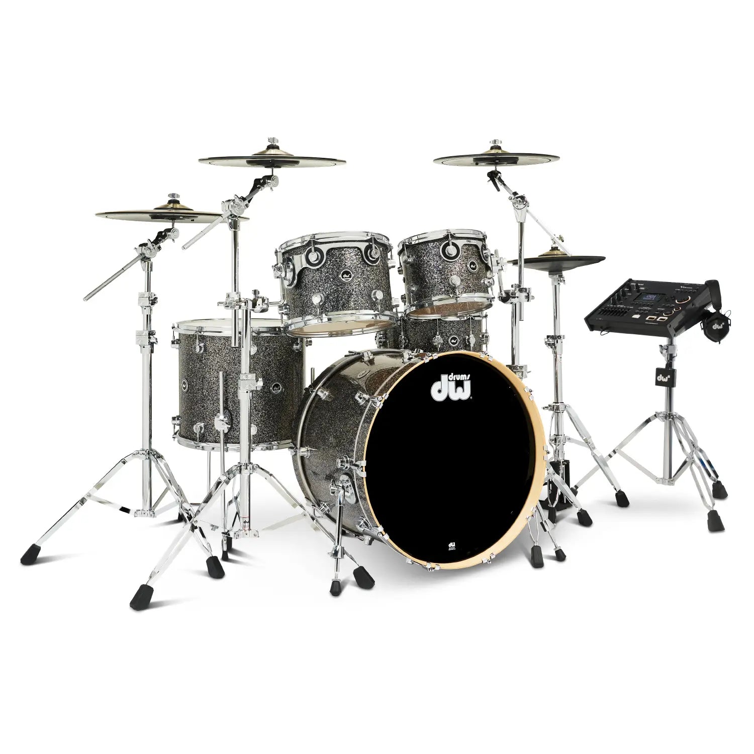DW DWe 5pc Complete Electronic/Acoustic Drum Set w/Roland V51 Black Galaxy