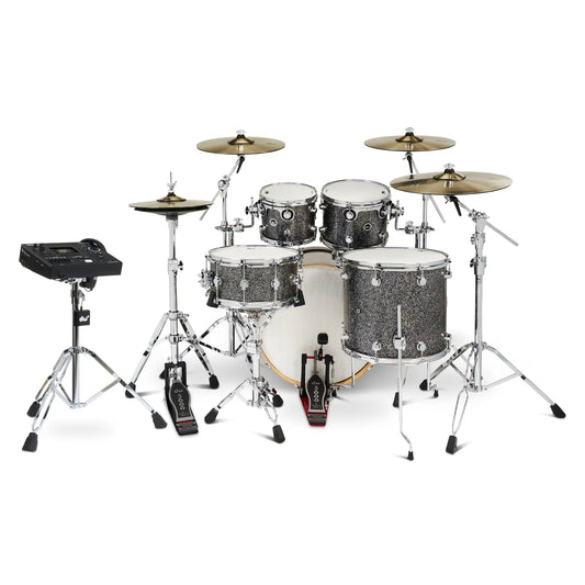 DW DWe 5pc Complete Electronic/Acoustic Drum Set w/Roland V51 Black Galaxy