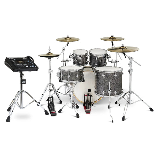 DW DWe 5pc Complete Electronic/Acoustic Drum Set w/Roland V71 Black Galaxy