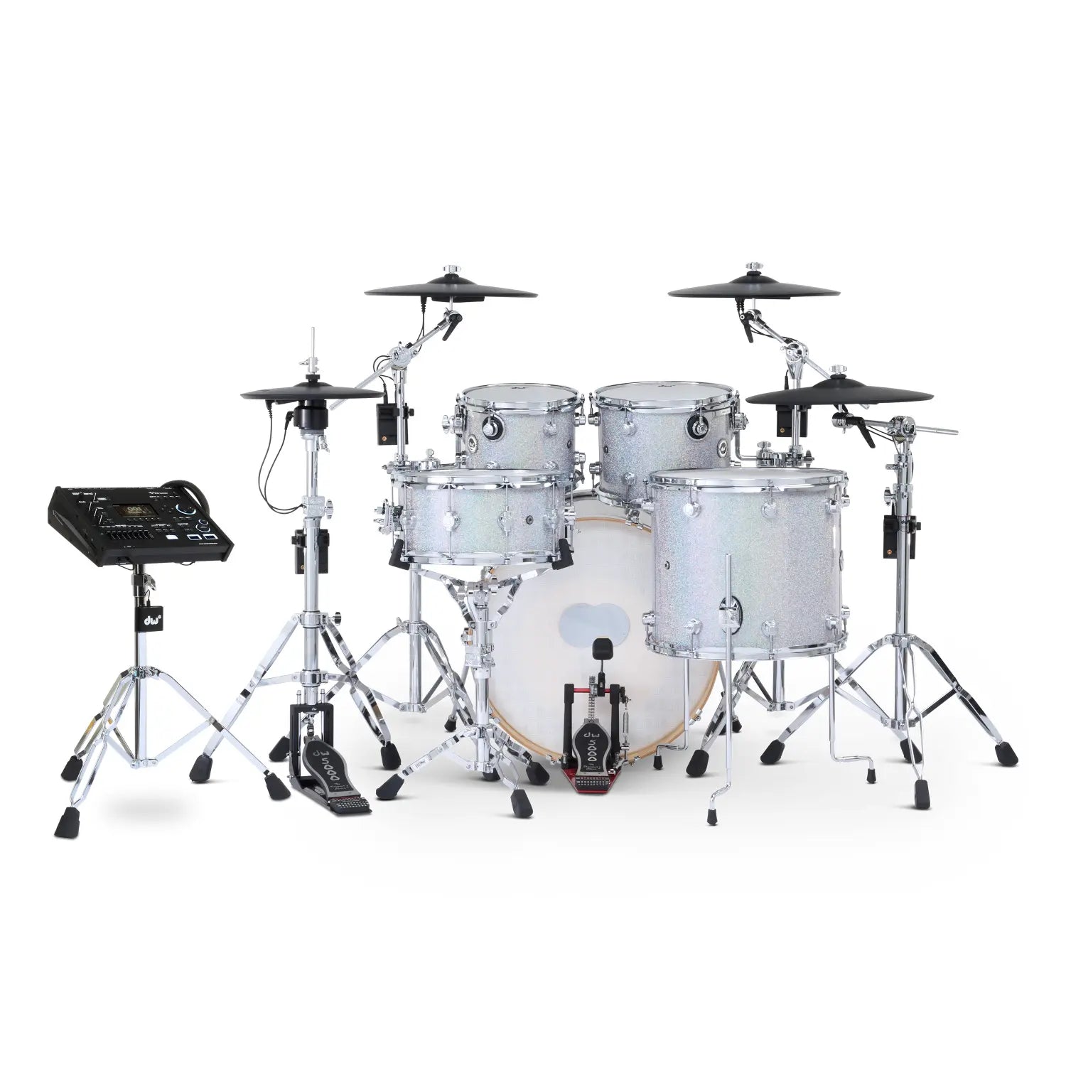 DW DWe 5pc Complete Electronic/Acoustic Drum Set w/Roland Cymbals & V71 Diamond Nebula