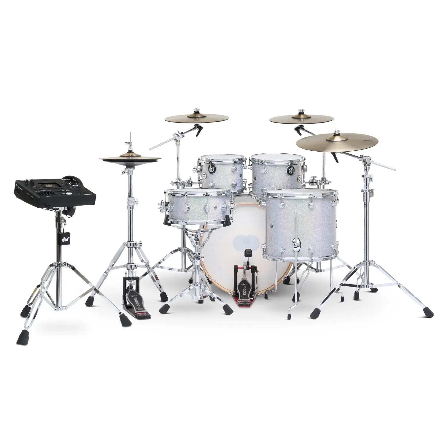 DW DWe 5pc Complete Electronic/Acoustic Drum Set w/Roland V51 Diamond Nebula
