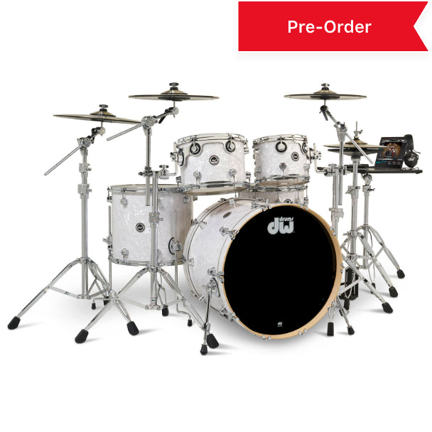 DW DWe 5pc Complete Electronic/Acoustic Drum Set White Marine Pearl - Drum Center Of Portsmouth