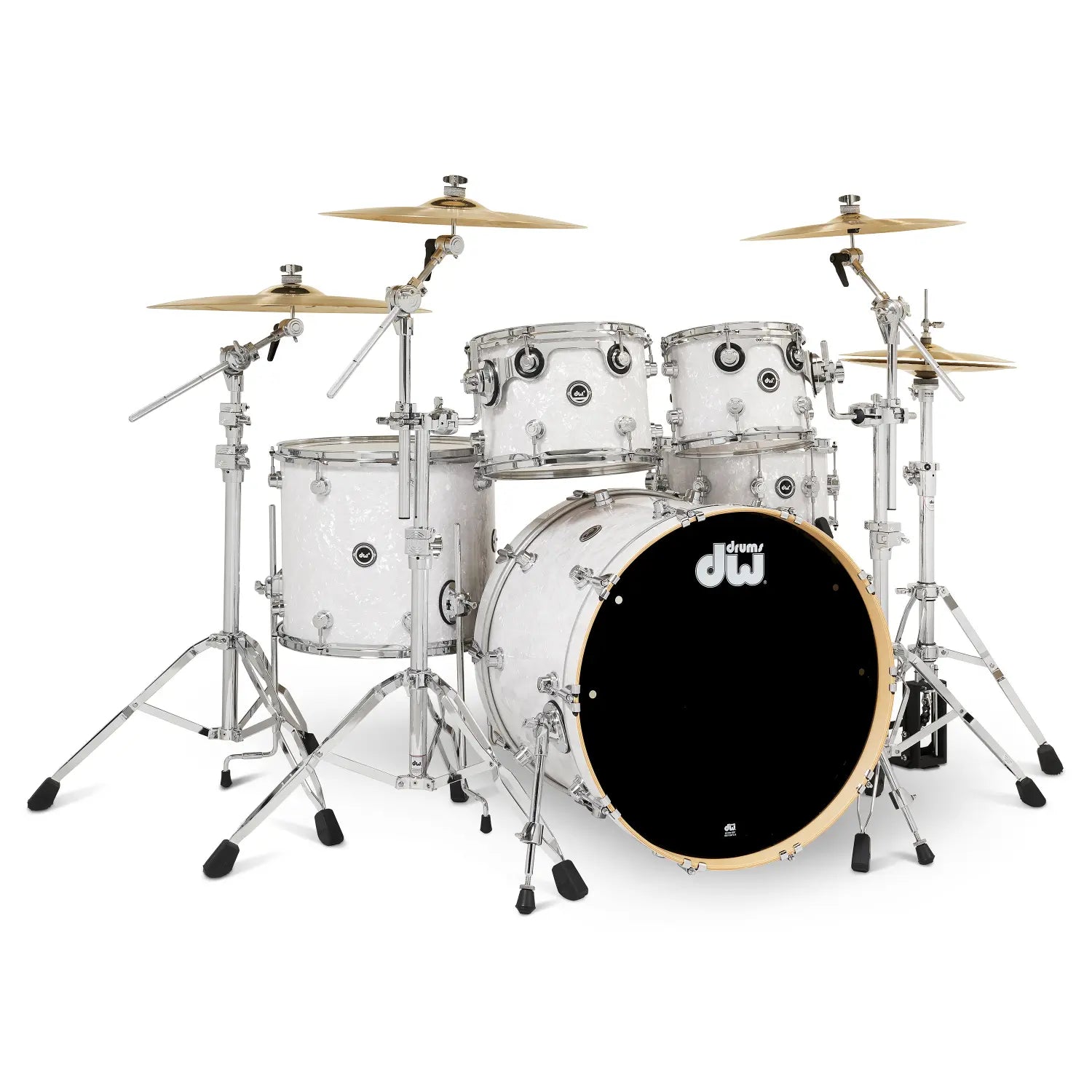 DW DWe 5pc Complete Electronic/Acoustic Drum Set w/Roland Cymbals & V51 White Marine