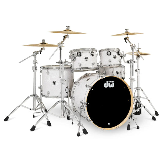 DW DWe 5pc Complete Electronic/Acoustic Drum Set w/Roland Cymbals & V71 White Marine