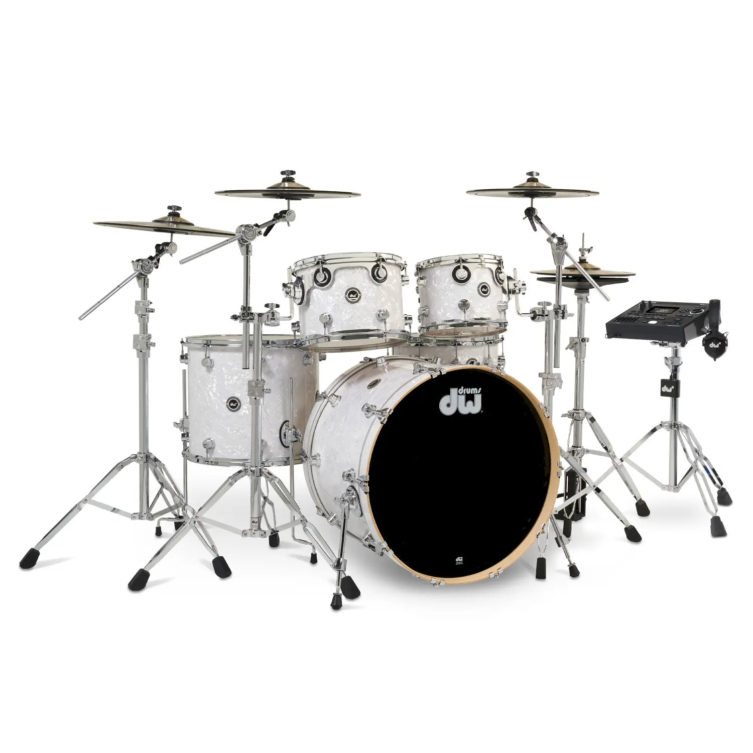 DW DWe 5pc Complete Electronic/Acoustic Drum Set w/Roland V51 White Marine