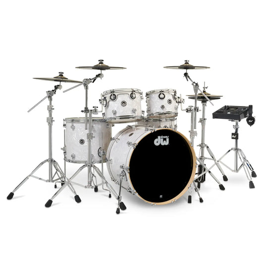 DW DWe 5pc Complete Electronic/Acoustic Drum Set w/Roland V51 White Marine