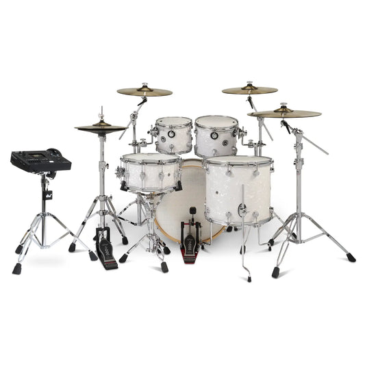 DW DWe 5pc Complete Electronic/Acoustic Drum Set w/Roland V51 White Marine
