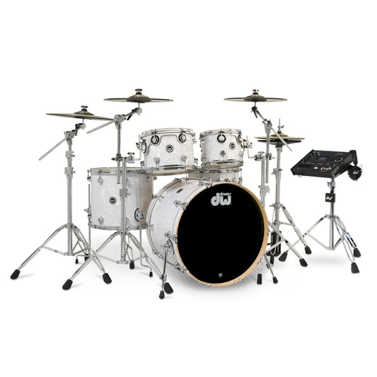 DW DWe 5pc Complete Electronic/Acoustic Drum Set w/Roland V71 White Marine