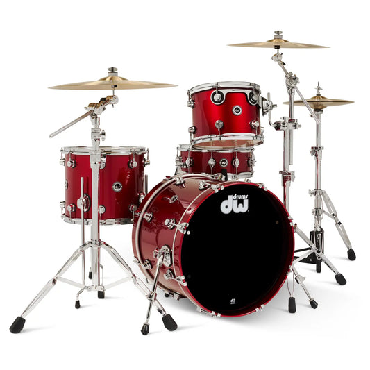 DW DWe 4pc Complete Electronic/Acoustic Drum Set w/Roland Cymbals & V71 Black Cherry Metallic