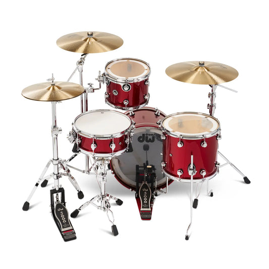 DW DWe 4pc Complete Electronic/Acoustic Drum Set w/Roland Cymbals & V71 Black Cherry Metallic