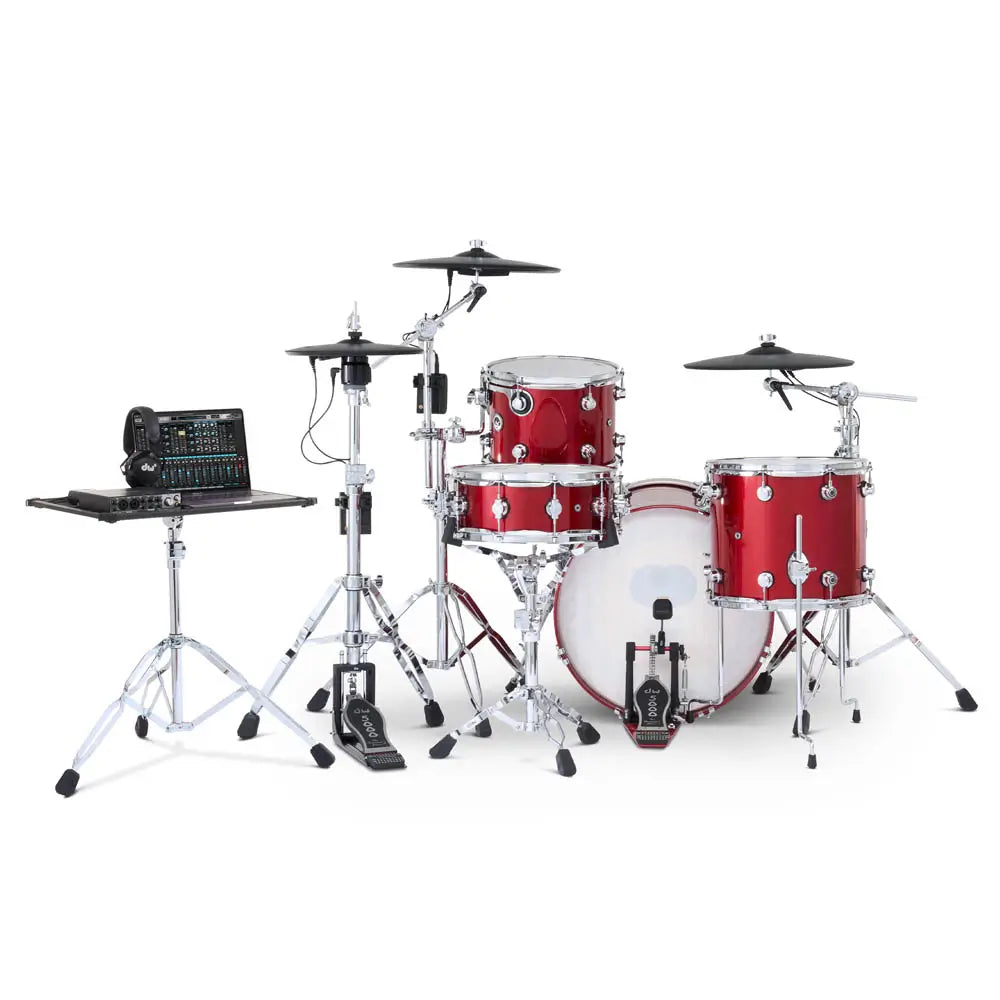 DW DWe 4pc Complete Electronic/Acoustic Drum Set w/Roland Cymbals Black Cherry Metallic - Drum Center Of Portsmouth