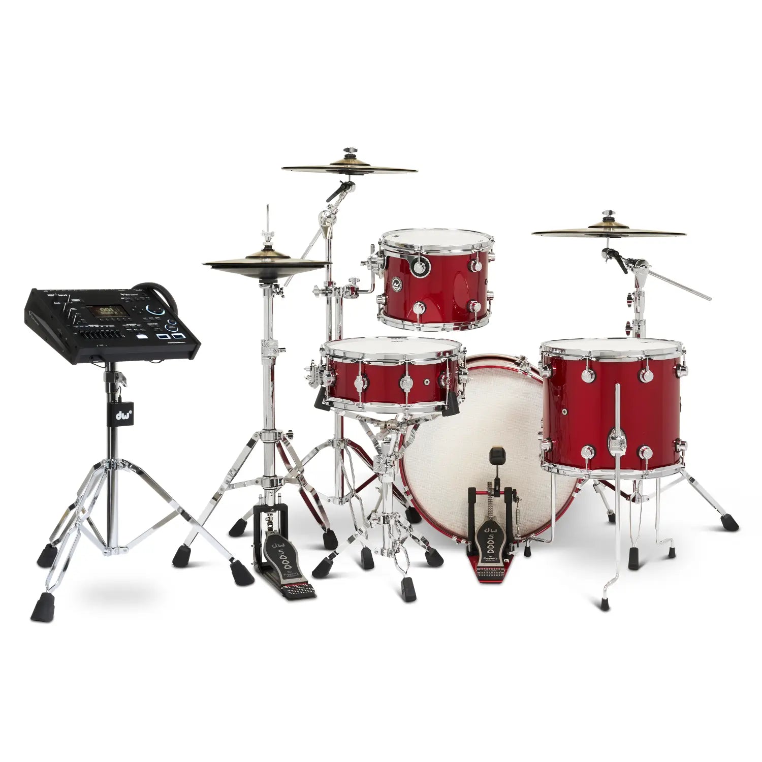 DW DWe 4pc Complete Electronic/Acoustic Drum Set w/Roland V71 Black Cherry Metallic