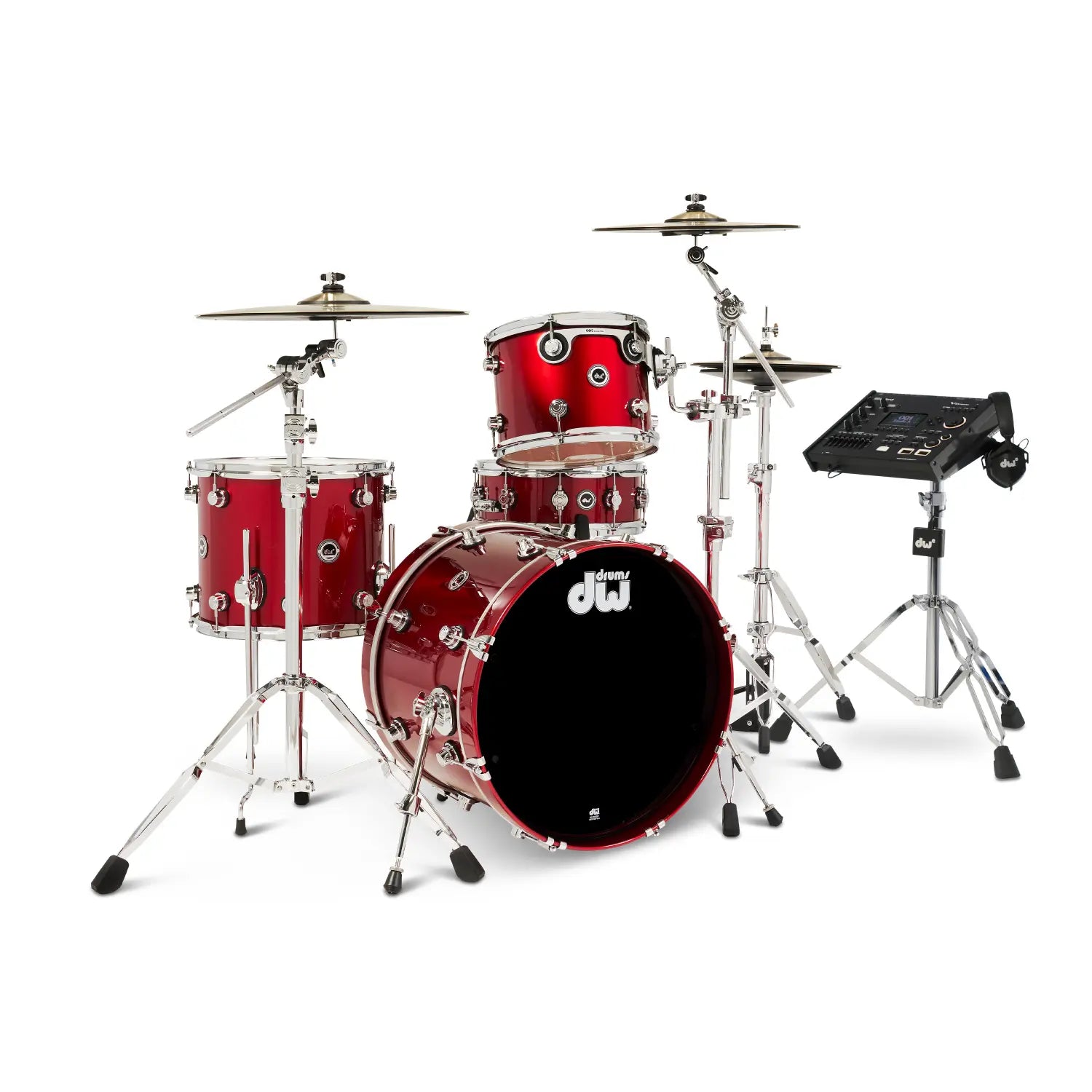 DW DWe 4pc Complete Electronic/Acoustic Drum Set w/Roland V71 Black Cherry Metallic