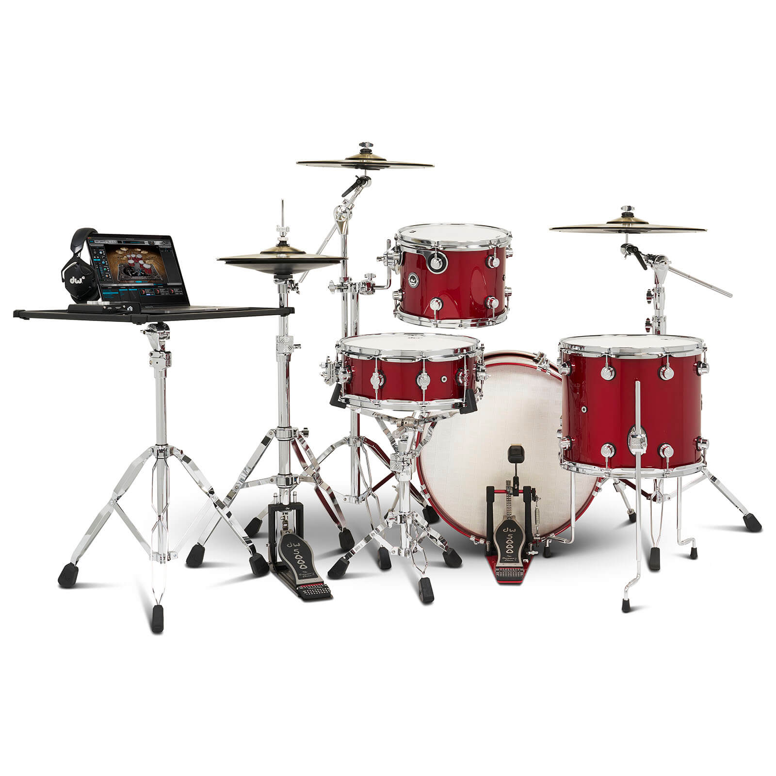 DW DWe 4pc Complete Electronic/Acoustic Drum Set Black Cherry Metallic