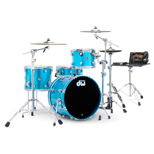 DW DWe 4pc Complete Electronic/Acoustic Drum Set Laser Blue Metallic - Drum Center Of Portsmouth