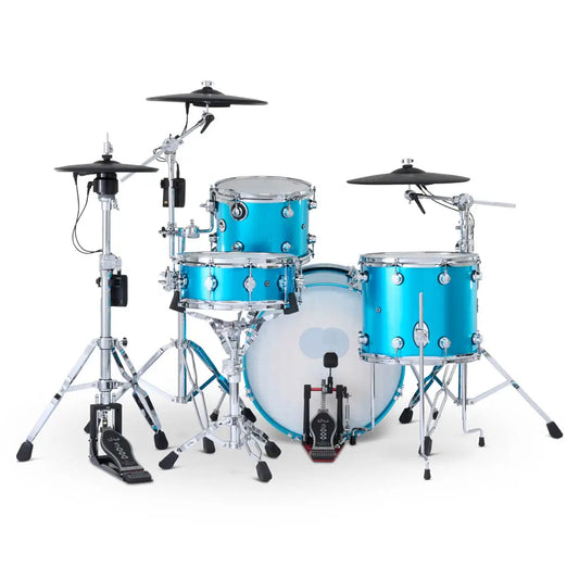 DW DWe 4pc Complete Electronic/Acoustic Drum Set w/Roland Cymbals Laser Blue Metallic - Drum Center Of Portsmouth