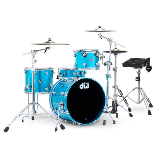 DW DWe 4pc Complete Electronic/Acoustic Drum Set w/Roland V51 Laser Blue Metallic