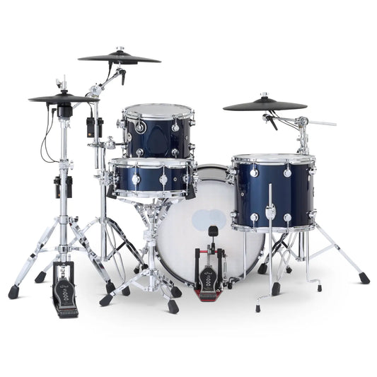 DW DWe 4pc Complete Electronic/Acoustic Drum Set w/Roland Cymbals & V51 Midnight Blue Metallic