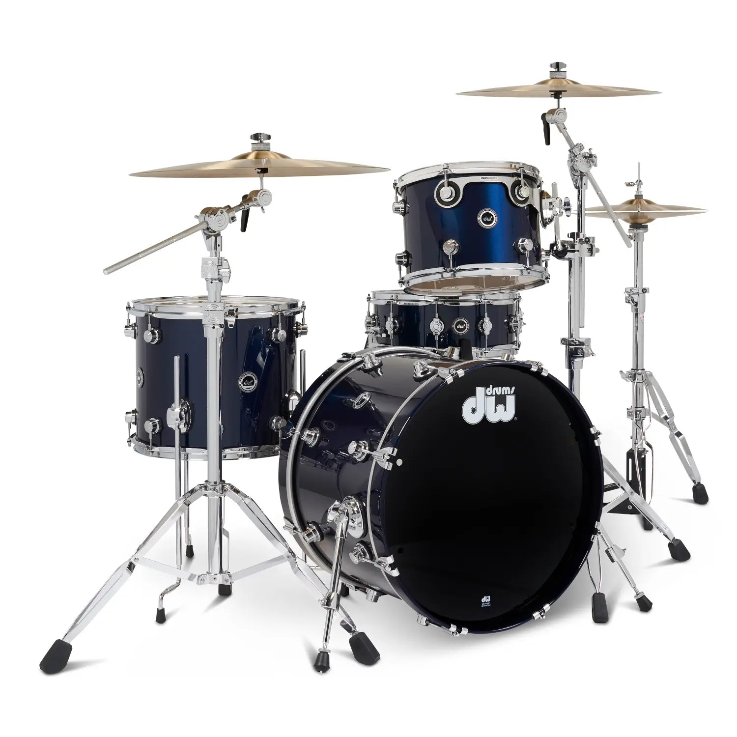 DW DWe 4pc Complete Electronic/Acoustic Drum Set w/Roland Cymbals & V51 Midnight Blue Metallic