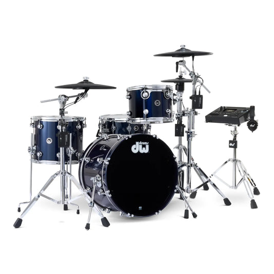 DW DWe 4pc Complete Electronic/Acoustic Drum Set w/Roland Cymbals & V51 Midnight Blue Metallic