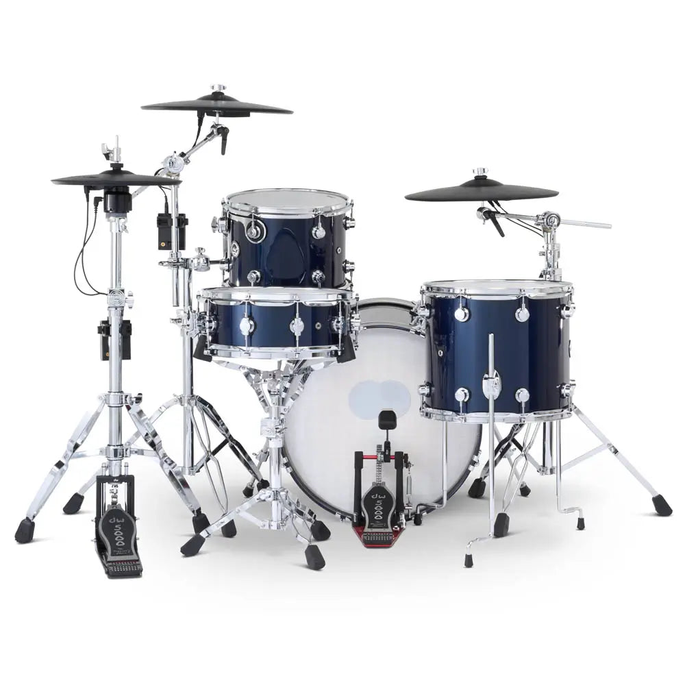 DW DWe 4pc Complete Electronic/Acoustic Drum Set w/Roland Cymbals Midnight Blue Metallic - Drum Center Of Portsmouth