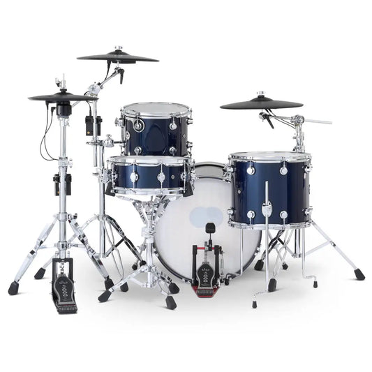 DW DWe 4pc Complete Electronic/Acoustic Drum Set w/Roland Cymbals Midnight Blue Metallic - Drum Center Of Portsmouth