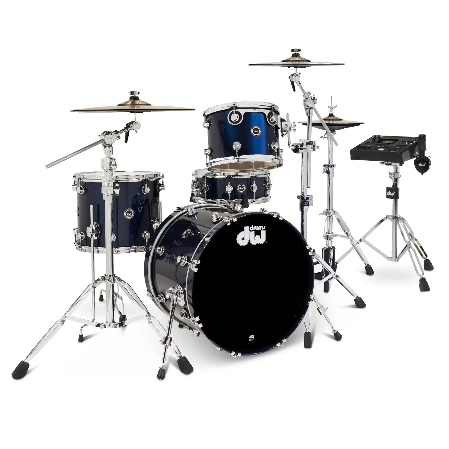 DW DWe 4pc Complete Electronic/Acoustic Drum Set w/Roland V51 Midnight Blue Metallic