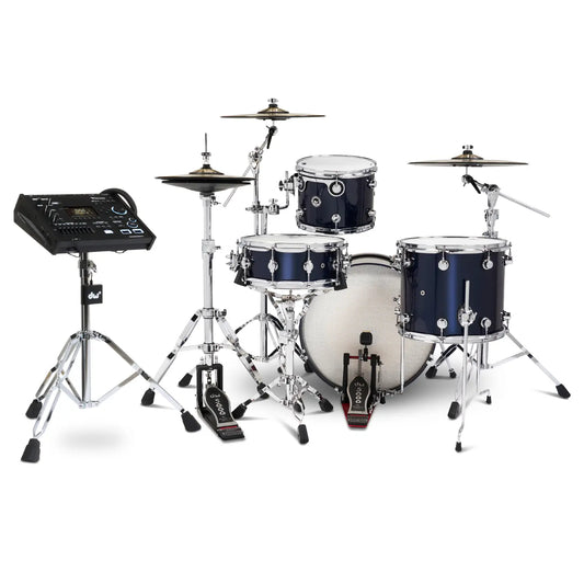 DW DWe 4pc Complete Electronic/Acoustic Drum Set w/Roland V71 Midnight Blue Metallic