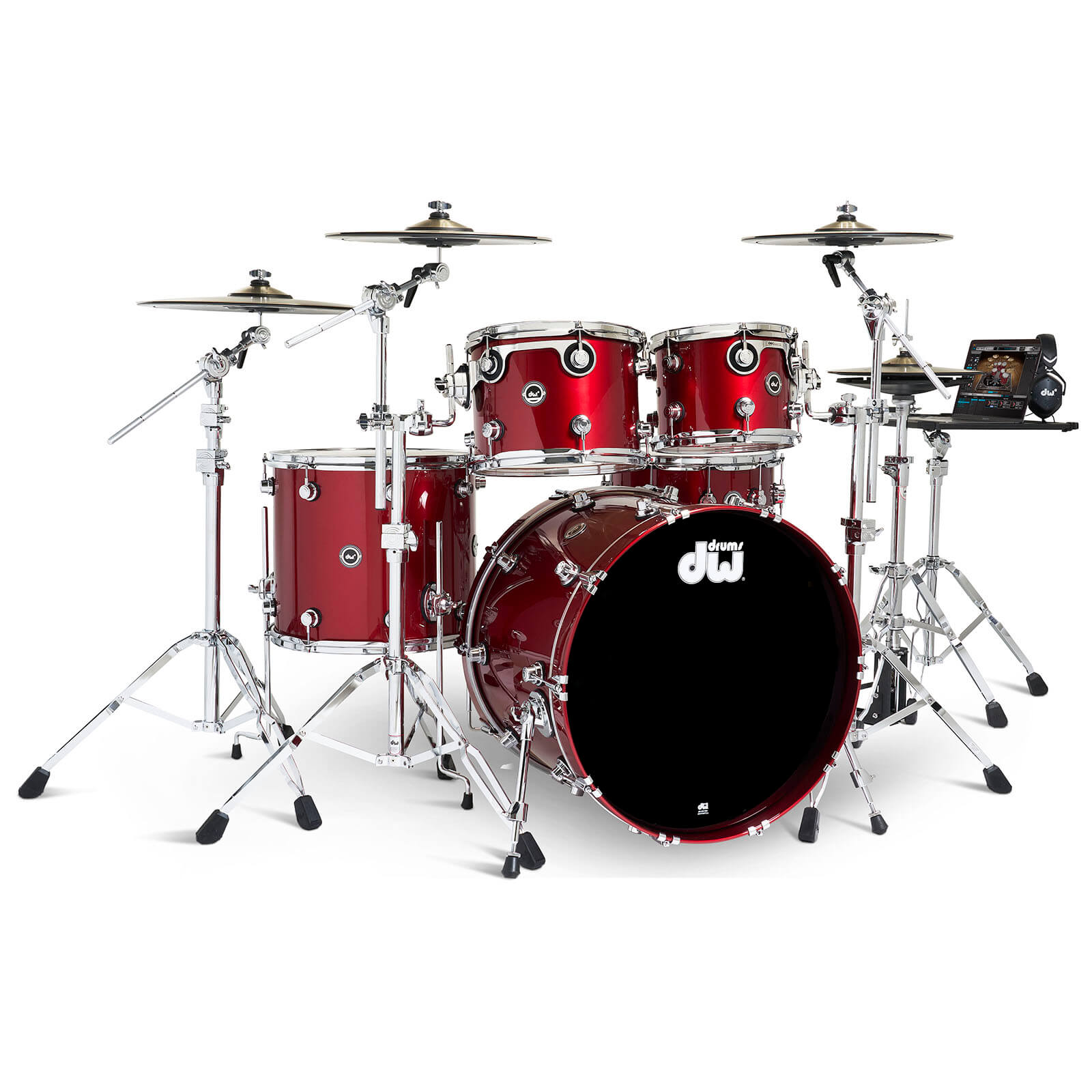 DW DWe 5pc Complete Electronic/Acoustic Drum Set Black Cherry Metallic - Drum Center Of Portsmouth