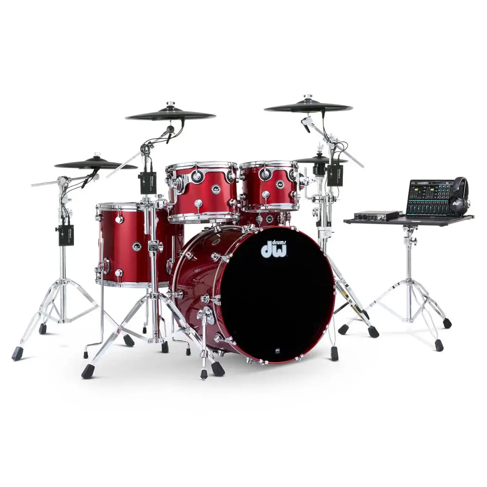 DW DWe 5pc Complete Electronic/Acoustic Drum Set w/Roland Cymbals Black Cherry Metallic - Drum Center Of Portsmouth