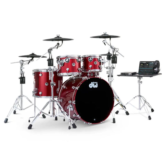 DW DWe 5pc Complete Electronic/Acoustic Drum Set w/Roland Cymbals Black Cherry Metallic - Drum Center Of Portsmouth