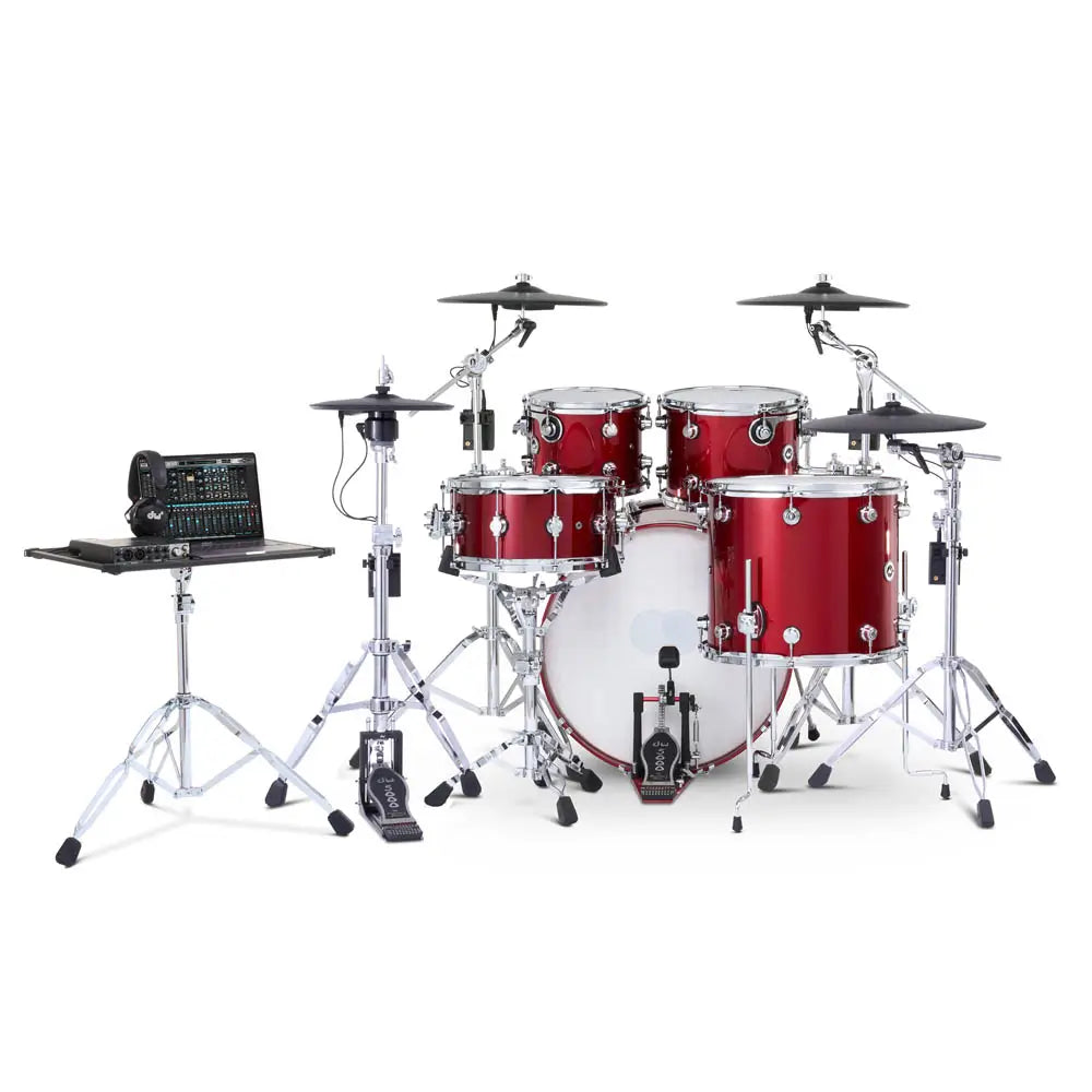 DW DWe 5pc Complete Electronic/Acoustic Drum Set w/Roland Cymbals Black Cherry Metallic - Drum Center Of Portsmouth