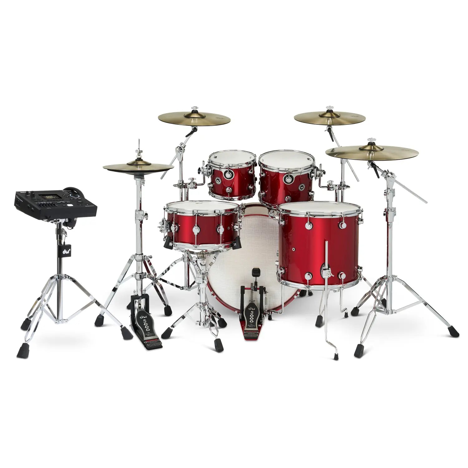 DW DWe 5pc Complete Electronic/Acoustic Drum Set w/Roland V51 Black Cherry Metallic