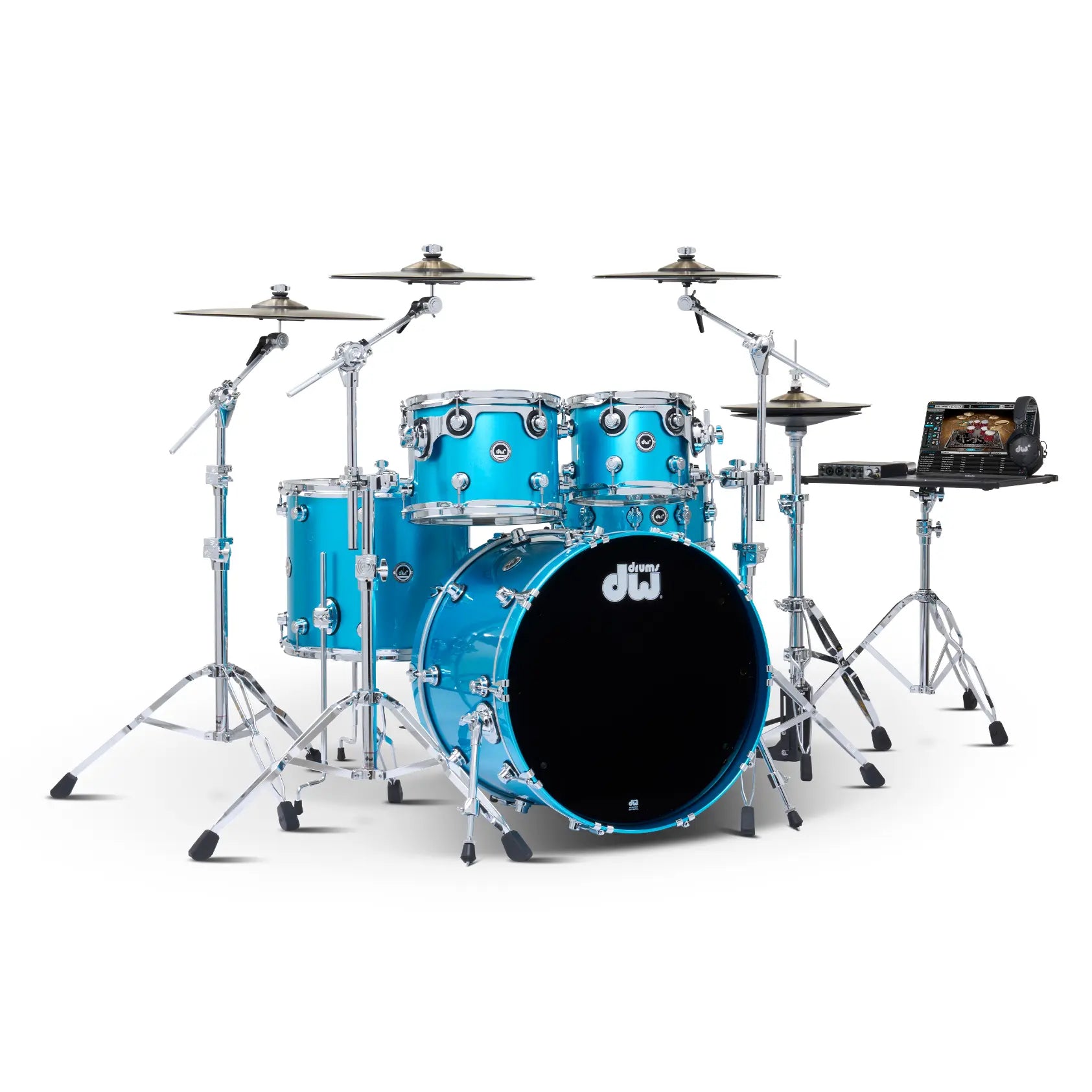 DW DWe 5pc Complete Electronic/Acoustic Drum Set Laser Blue Metallic DW DWe 5pc Complete Electronic/Acoustic Drum Set Laser Blue Metallic