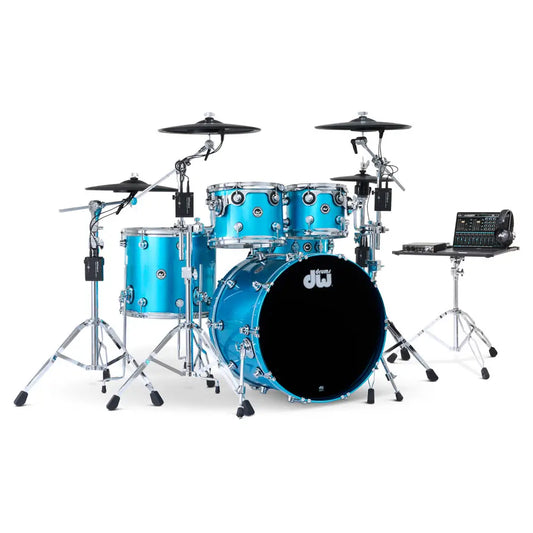 DW DWe 5pc Complete Electronic/Acoustic Drum Set w/Roland Cymbals Laser Blue Metallic - Drum Center Of Portsmouth