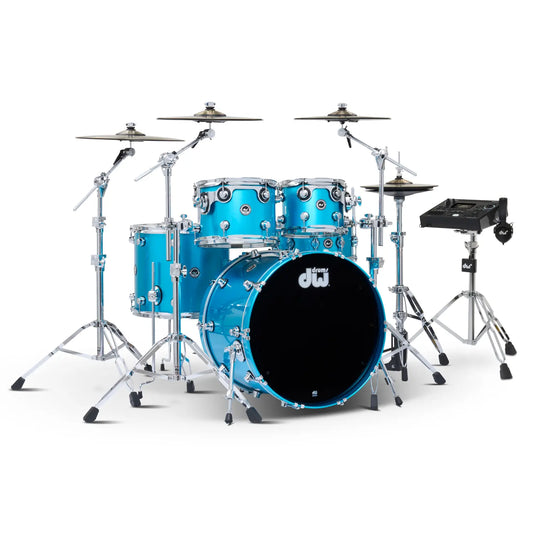 DW DWe 5pc Complete Electronic/Acoustic Drum Set w/Roland V51 Laser Blue Metallic