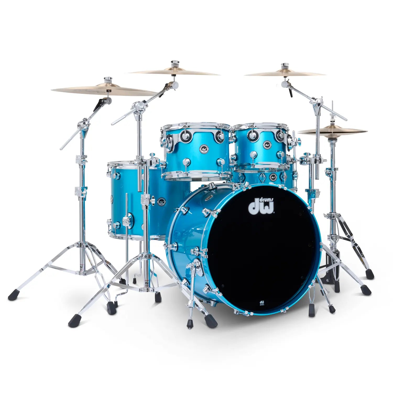 DW DWe 5pc Complete Electronic/Acoustic Drum Set w/Roland V51 Laser Blue Metallic