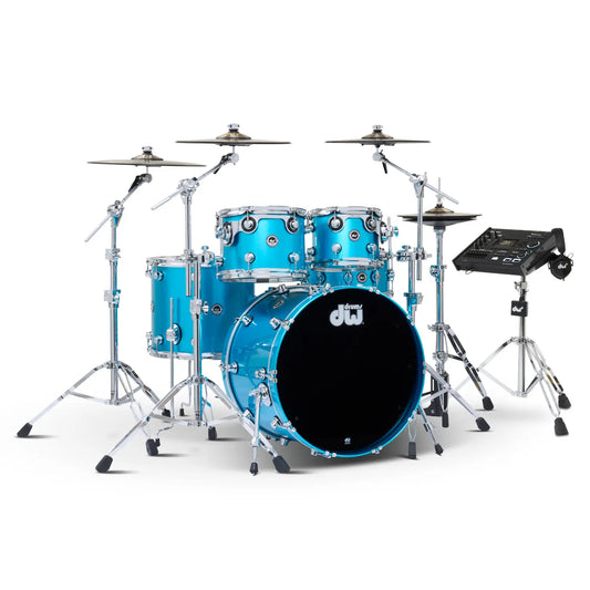 DW DWe 5pc Complete Electronic/Acoustic Drum Set w/Roland V71 Laser Blue Metallic