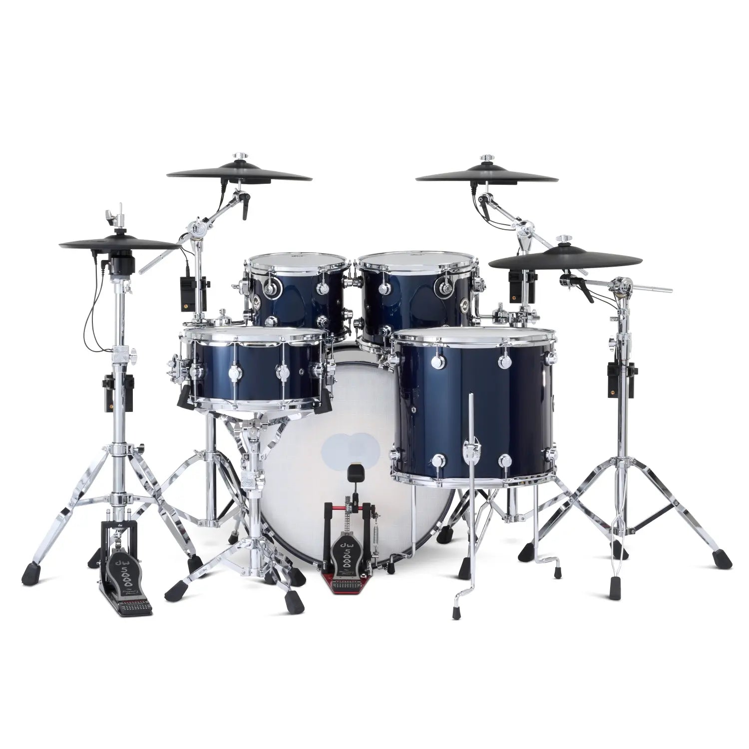 DW DWe 5pc Complete Electronic/Acoustic Drum Set w/Roland Cymbals & V51 Midnight Blue Metallic