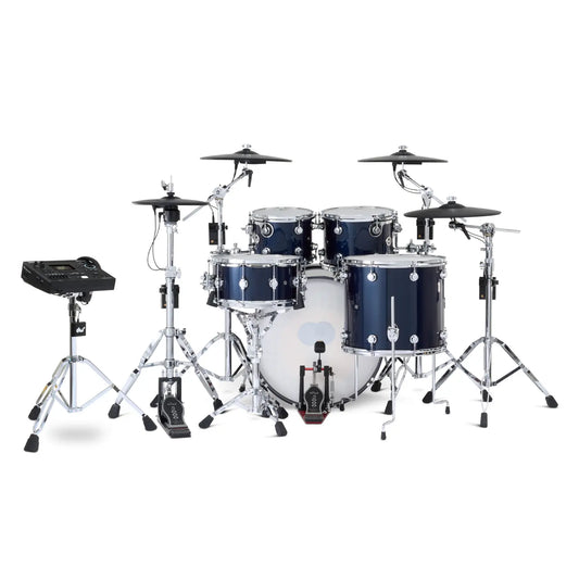 DW DWe 5pc Complete Electronic/Acoustic Drum Set w/Roland Cymbals & V51 Midnight Blue Metallic