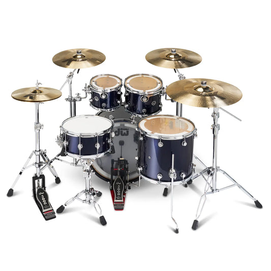 DW DWe 5pc Complete Electronic/Acoustic Drum Set w/Roland Cymbals & V51 Midnight Blue Metallic