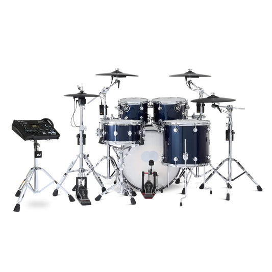 DW DWe 5pc Complete Electronic/Acoustic Drum Set w/Roland Cymbals & V71 Midnight Blue Metallic