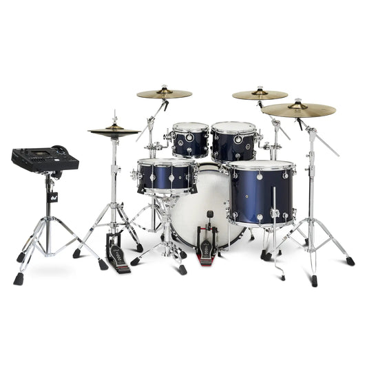 DW DWe 5pc Complete Electronic/Acoustic Drum Set w/Roland V51 Midnight Blue Metallic