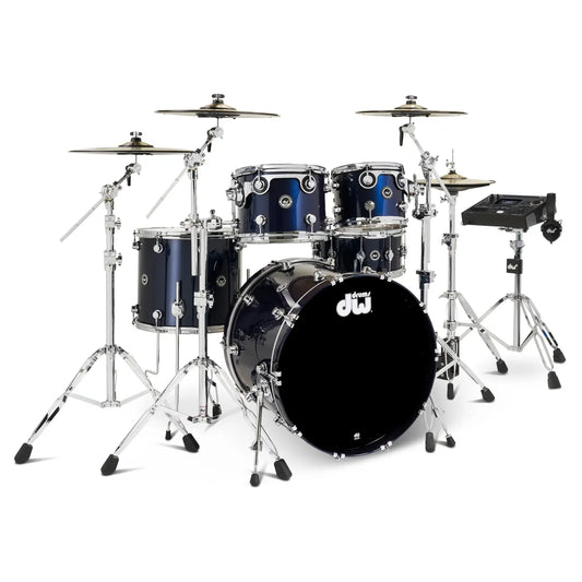 DW DWe 5pc Complete Electronic/Acoustic Drum Set w/Roland V51 Midnight Blue Metallic